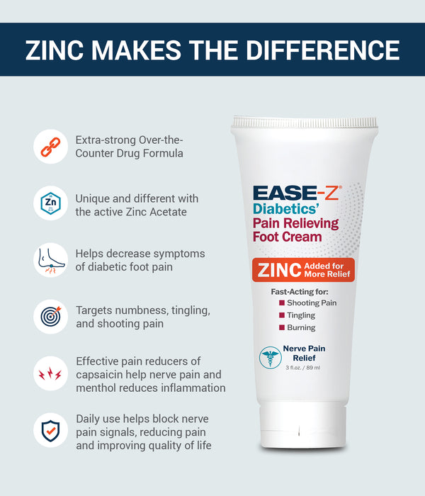 EASE-Z Diabetics' Pain Relieving Foot Cream - 3 oz (Copy)